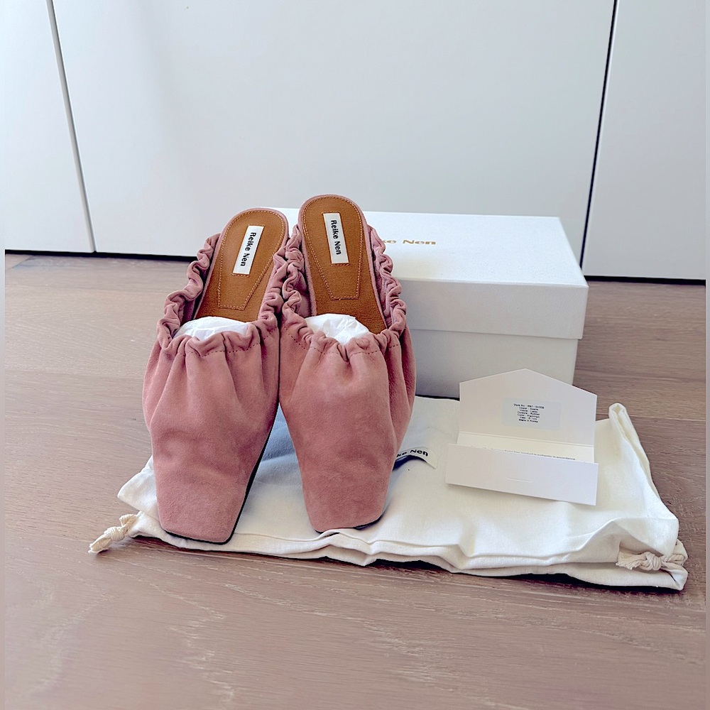 REIKE NEN Ruched Suede Flat Ballerina Flats - Size 7